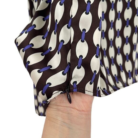 Zara Long Sleeve Twist Front Cropped Blouse Brown Cream Purple Women XS - Picture 5 of 6